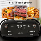 Kismile Glass Air Fryer, Upgraded 5-in-1 Portable Air Fryer with Dual Glass Bowls, 4.7QT & 2.6QT Containers & Lids, Adjustable Temp & Time, Freezer & Dishwasher Safe, Bake, Air Fry, Keep Warm & Crisp