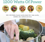 Euro Cuisine FS3200 Electric Food Steamer, Versatile Vegetable Steamer & Steam Cooker for Healthy Cooking, Ideal for Fish, Veggie, Meat, Easy Cleaning, Stainless Steel Design 1200 Watts