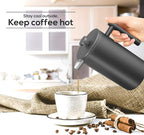 Utopia Kitchen 304 Grade Stainless Steel French Press Coffee Maker 17 Oz, Double Wall Insulated Coffee Press with 4-Level Filtration system, Include 2 Extra Filters, Rust-Free, Black