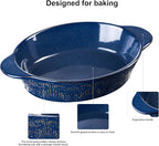 Dafuceramic Casserole Dishes for Oven Sets of 3, Ceramic Oval Baking Dish, Au Gratin Baking Pans with Handles for Roasting, Lasagna, Pie, Baking Meat & Vegetables, Blue