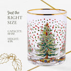 Spode Christmas Tree 14 Fl. Oz. Double Old Fashion Glass (Set of 4), Polka Dot - Whiskey & Bourbon Glasses for Festive Entertaining, Old-Fashioned & Rocks Glasses for Holiday Drinks