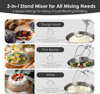 Kitchen in the box Stand Mixer - 8.5 Quart Mixing Bowl with Handle, 900 Watt Heavy Bread Dough Standing Mixers Tilt-head with Dough Hook, Whisk, Flat Beater and Splash Guard (Black)
