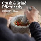 Priority Chef Heavy Duty Small Mortar and Pestle Set, 1.5 Cup, Make Fresh Guacamole, Salsa, Stone Grinder Bowl, Herb Crusher, Spice Grinder, 5.5" Wide, Grey