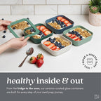 Ceramic Coated Glass Food Storage Container | No PTFE, PFOA, PFAS, and BPA | Reusable Non Toxic Meal Prep Container with Glass Lid | Easy To Store | 2.5 Cup Square [Crema]