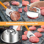 Smashed Burger Set, Stainless Steel Burger Press Kit, Burger Press, 10 Inch Basting Cover, Grill Spatula,1 BBQ Glove - Griddle Accessories for Blackstone or Flat Top Griddle Grill Cooking