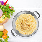 Tiawudi Large 6-Qt Colander, 18/8 Stainless Steel Mesh Strainer for Kitchen, Food Sieve with Riveted Handles and Self-draining Solid Ring Base, Great for Pasta, Rice, Vegetables and Fruits