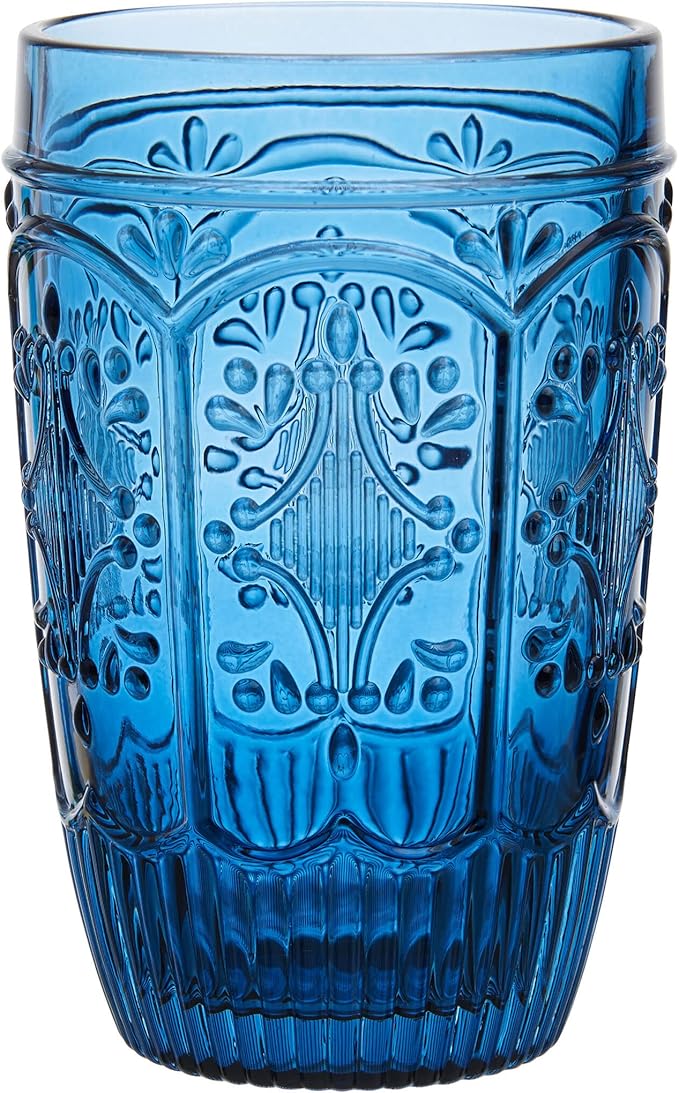Fitz & Floyd Fitz and Floyd Trestle Highball Tumbler Cups, Set of 4, Blue
