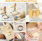 12PCS Pasta Maker Tool Set, Ravioli Mold Set, Ravioli Maker with Roller Wheel, Ravioli Cutter Set with Wooden Handle, Pasta Making Kit for Ravioli Press Mold Pasta Making Kit Accessories for Home (12)