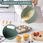 COOK WITH COLOR Nesting Plastic Mixing Bowl Set with Pour Spouts and Handles, Green, 4 Piece Non-Slip