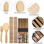 Sushi Making Tools Beginner Tools Set Include Sushi Rolling Pads Nori Rice Bamboo Curtain Roll Mats Equipment Chopsticks Rice Paddle and Rice Spreader, Set of 9