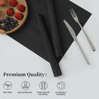 Leetaltree Black Frame Placemats Set of 24 - Heat Resistant Non-Slip Place mats for Dining Table, Washable Durable PVC Vinyl Woven Table Mats(Black Frame, 24)