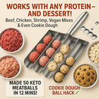 4-in-1 Meatball Maker Tool, 304 Stainless Steel Meatball Scoop & Mold, Makes 4 Uniform Meatballs at Once, Nonstick Release, Dishwasher Safe, for Pasta, Soup, Meal Prep & Party Appetizers