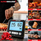 Alpha Grillers Meat Thermometer Digital - Kitchen Oven Thermometer for Cooking Food, Grilling, BBQ Smoker - 7 Preset Temperature Alerts, Timer, Alarm, & Stainless Steel Temperature Probe
