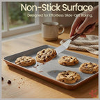 Bakken 8-Piece Stackable Bakeware Set – Ceramic Non-Stick, Oven-Safe Baking Sheets & Pans, PTFE/PFOA/PFOS-Free, Ergonomic Handles, Includes Cooling Rack – Healthy, Non-Toxic Baking Essentials