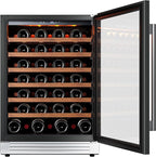 Ca'Lefort 24 Inch Wine Fridge, 61 Bottle Wine Cooler Refrigerator, 40-65°F Wine Refrigerator Glass Door, 3 LED Wine Fridge, Built-in or Freestanding Fridge for Home/Bar/Kitchen (5.65 cu.ft)