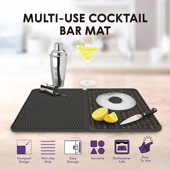 Talisman Designs Multi-Use Cocktail bar Mat, Black