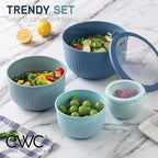 COOK WITH COLOR Prep Bowls with Lids- Wide and Deep Nesting Plastic Small Mixing Bowl Set with Lids, 12 Piece Set - Deep Bowls, Blue