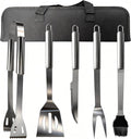 Small Travel 5-Piece 304 Stainless Steel Grill Tool Set with Storage Case – BBQ Grilling Accessories, Ideal Gift for Men & Cooking Lovers