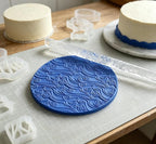 Clear Rolling Pin with Sea Wave Embossing Pattern, Cake Decorating Tool, Pin Baking Tools and Accessories