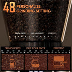 BioloMix Conical Burr Coffee Grinder Electric, Espresso Coffee Grinder with 30 Precise Settings for 1-12 Cups with LCD Screen Display (CG210)