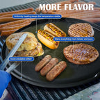 2-in-1 Cast Iron Griddle for Oklahoma Joe's 7577447P04 Charcoal Grill, 18 inch Non-stick Griddle Pan for Outdoor Weber, Nexgrill, Kamado, Big Green Egg 18 & 22 inch Charcoal Kettle Grill Accessories