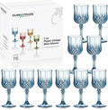 XUWAIDSGN 7oz Plastic Vintage Wine Glasses Drinking Glasses Unbreakable Wedding Glassware Crystal Water Goblets Reusable Drinkware Vintage Champagne Flutes(16, Blue)