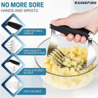 Rainspire XL Pastry Cutter For Baking, Heavy Duty Pastry Blender Stainless Steel, Thick Sharp Blades Dough Blender, Dough Cutter Butter Cutter Pastry for Easy Mixing, Dishwasher Safe (Black)