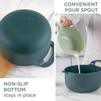 COOK WITH COLOR Nesting Plastic Mixing Bowl Set with Pour Spouts and Handles, Green, 4 Piece Non-Slip