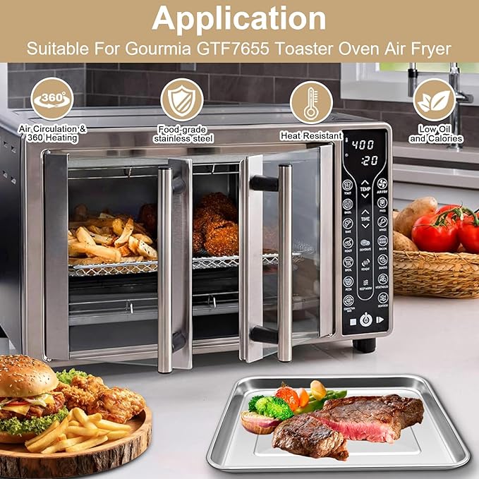 Toaster Oven Replacement Parts for Gourmia GTF7655 GTF7460 GTF7465, Air Fryer accessories Toaster Oven Air Fryer 17 cooking presets 1700W french door digital air fryer oven 24L capacity