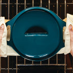 Rachael Ray Solid Glaze Ceramics Casserole Bakeware/Baker Set with Shared Lid, 3 Piece, Teal