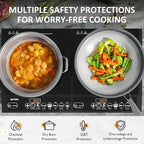 Sunvivi Portable Induction Cooktop: 2 Burners in 1, Commercial-Grade Electric Countertop Stove with LED Touchscreen, 8 Power Levels & Precise Temp Control (176°F-518°F), Independent Timer, Black