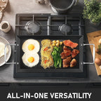 Utheer Upgraded Nonstick Cast Iron Griddle for Gas Grill, 26.7 x8.6" Double Burner Griddle Flat Top Grill Plate for Gas/Electric/Charcoal, Lightweight, Durable, Easy to Clean, for Stovetop,Camping,BBQ