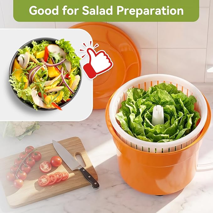 Commercial Salad Spinner, 6.6 Gal / 26.42 Qt Salad Spinner with 4.92 ft Drain Tube & Anti-Slip Feet, Large Manual Lettuce Spinner for Catering, Home, Farm