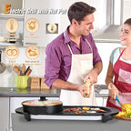 2-in-1 Electric Hot Pot & Korean BBQ Grill, 2200W Smokeless Non-Stick Indoor Combo with Dual Temperature Control, Shabu Shabu Hot Pot w/Large Capacity Tray, 5 Firepower Settings for 2-12 People, 110V