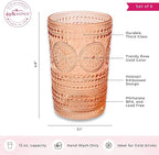 Kate Aspen Hobnail Beaded Floral Rose Gold Drinking Glasses Set of 6,(13 oz) Vintage Glassware Cocktail Glass Set,Juice Glass,Water Cups Great Hostess Gift & Gift for New Home Owners(Pack of 4)
