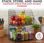 3-Tier Wall Hanging Fruit Baskets for Kitchen Organizing Fruits and Vegetables, Heavy-Duty Wall Basket for Storage, Wire Hanging Fruit Basket for Kitchen & Pantry