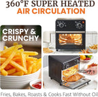 Elite Gourmet Compact 8.5Qt Air Fryer Oven – Mini Countertop Air Fryer with Adjustable Time & Temperature Controls, 800W, Includes Air Fry Basket, Bake Pan & Recipes, Black