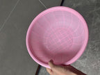 4 pcs Plastic Wash Basket Round Perforated Colander Wash Vegetables and Fruits Drain Cooked Pasta Kitchen Essentials Food Strainer Basket Strainer Kitchen pink