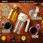 GEDO 2-in-1 Oil Sprayer & Dispenser, Borosilicate Glass Oil Bottle with Auto Open/Close Lid, One-Press Refill & Ergonomic Handle, Mist & Pour for Cooking, Salad, Air Fryer, BBQ