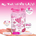 Dragon Glassware x Mean Girls - 16 oz Glass Cups with Lids and Straws, Set of 2 - Iced Coffee Cups with Lids - Versatile Glass Tumbler with Straw and Lid - That's So Fetch & Movie Quotes