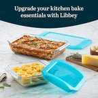 Libbey Baker’s Premium 5 Piece Glass Baking Dish Set, Stackable Casserole Dish with Lid Set, Baking Glassware for Casseroles, Lasagna, Brownies