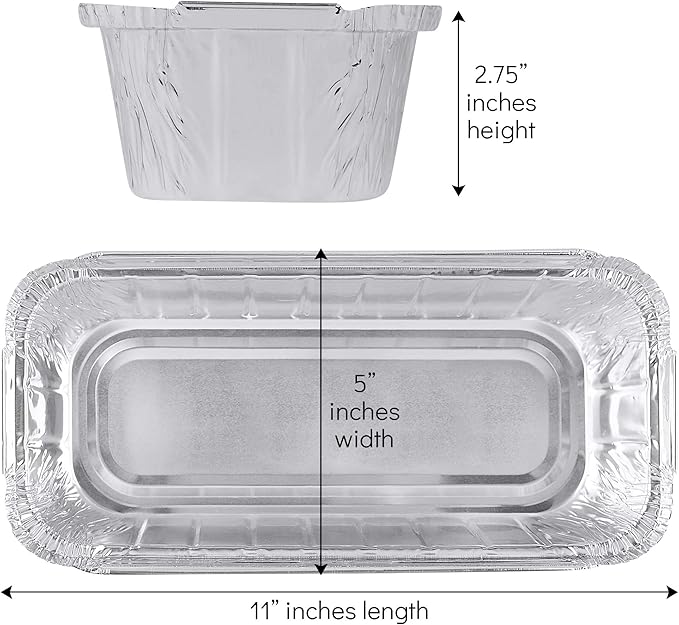 PLASTICPRO [3 Lb 50 Pack Disposable Loaf Pans Aluminum Tin Foil Meal Prep Bakeware - Cookware Perfect for Baking Cakes, Bread, Meatloaf, Lasagna 3 Pound 11'' X 5'' X 2.75''