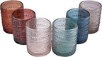 Khen Beaded Hobnail Tumbler Drinking Glasses Set | Set of 6 | Vintage Colored Hobnails 11 OZ Muted Bubble Design Whiskey, Old-Fashioned, Embossed Design Glass Water, Wine, Cocktail HAND WASH ONLY