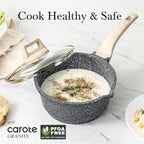 CAROTE 1.5Qt & 3.0Qt Sauce Pan Sets with Lid Cooking Pots Nonstick Saucepans Cookware Set with Pour Spout Small Kitchen Pot, Induction Comptable, Easy to Clean, PFOA FREE (Classic Granite)