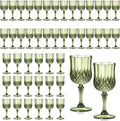 XUWAIDSGN 48 Pcs 7oz Plastic Vintage Wine Glasses Drinking Glasses Unbreakable Wedding Glassware Crystal Water Goblets Reusable Drinkware Vintage Champagne Flutes (48, Dark Green)