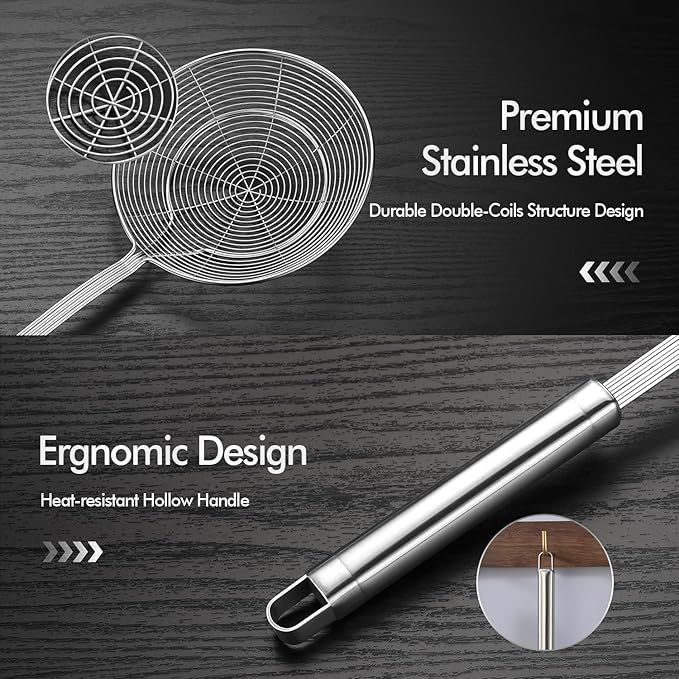6.14 Inch Oil Spider Strainer Kitchen Cooking Tools With Mesh Filter,Stainless Steel Slotted Skimmer Spoon For Deep Fryer Basket,Strainer For Noodle,Pasta,Donut