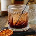 Ribbed Retro Arch Floral Clear Drinking Glasses Set of 6, (10 oz) Vintage Glassware Set by Kate Aspen| Cocktail Glass Set, Juice Glass, Water Cups | Great Hostess Gift & Gift for New Home Owners