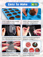 3 Pcs Round Chocolate Cookie Molds Set ,12-Cavity Round Silicone Mold with 30 Clear Treat Boxes, Round Baking Mold for Oreos,Candy, Mini Cake, Individually Wrapped Cakesicle Party Favor Packaging