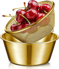 Baderke 2 Pcs Mini Colander & Food Strainer 304 Stainless Steel Small Mixing Colanders Bowl Rice Strainer for Kitchen Cooking Fruit Washing Vegetable (6.3 x 2.76 Inches,Gold)