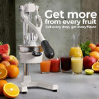 Zulay Kitchen Cast Iron Juicer - Easy-to-Clean Heavy-Duty Manual Juicer, Professional Citrus Juicer - Stainless Steel Lemon Squeezer - Manual Citrus Press & Orange Squeezer - Orange Juicer – White